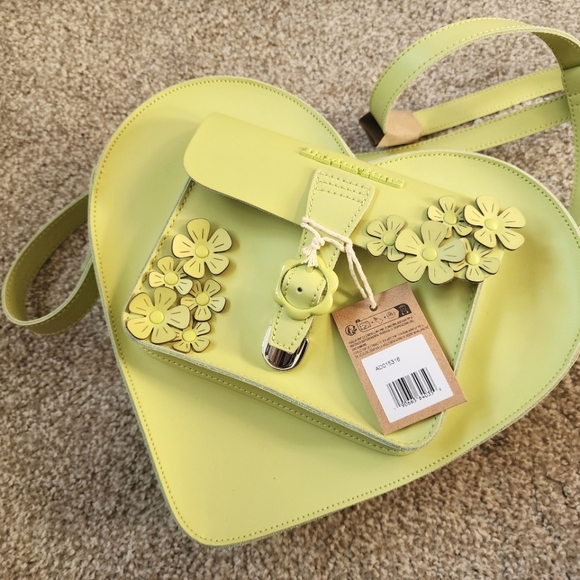 Dr. Martens Neon Green 3D Floral Heart purse convertible cross body and backpack - Picture 6 of 10